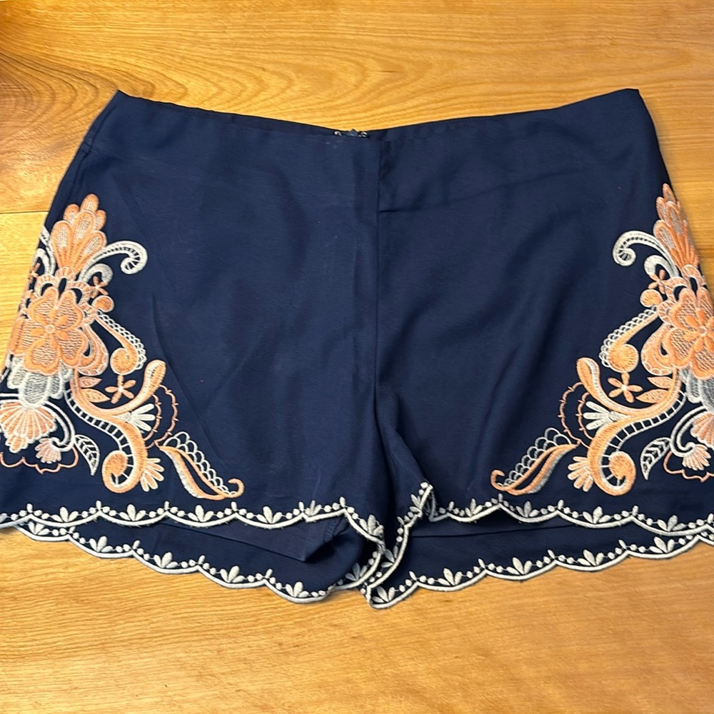 Alya Blue Shorts with Pink and White Design